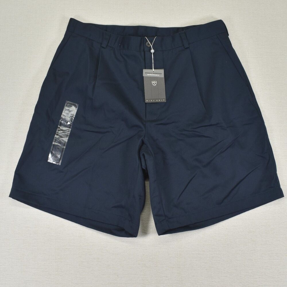 NWT Nike Golf Shorts Navy Blue Pleated Front Mens 36 NOS Deadstock Y2K 2004 Vtg